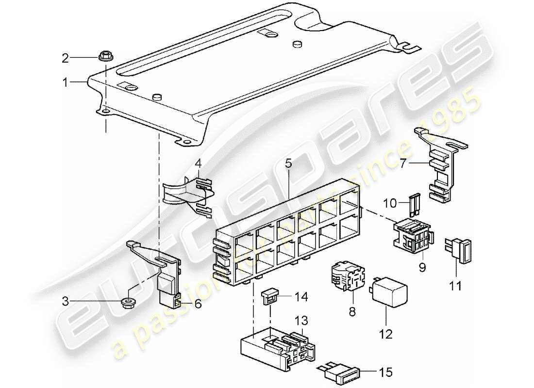 Porsche 997 (2008) fuse box/relay plate Parts Diagram