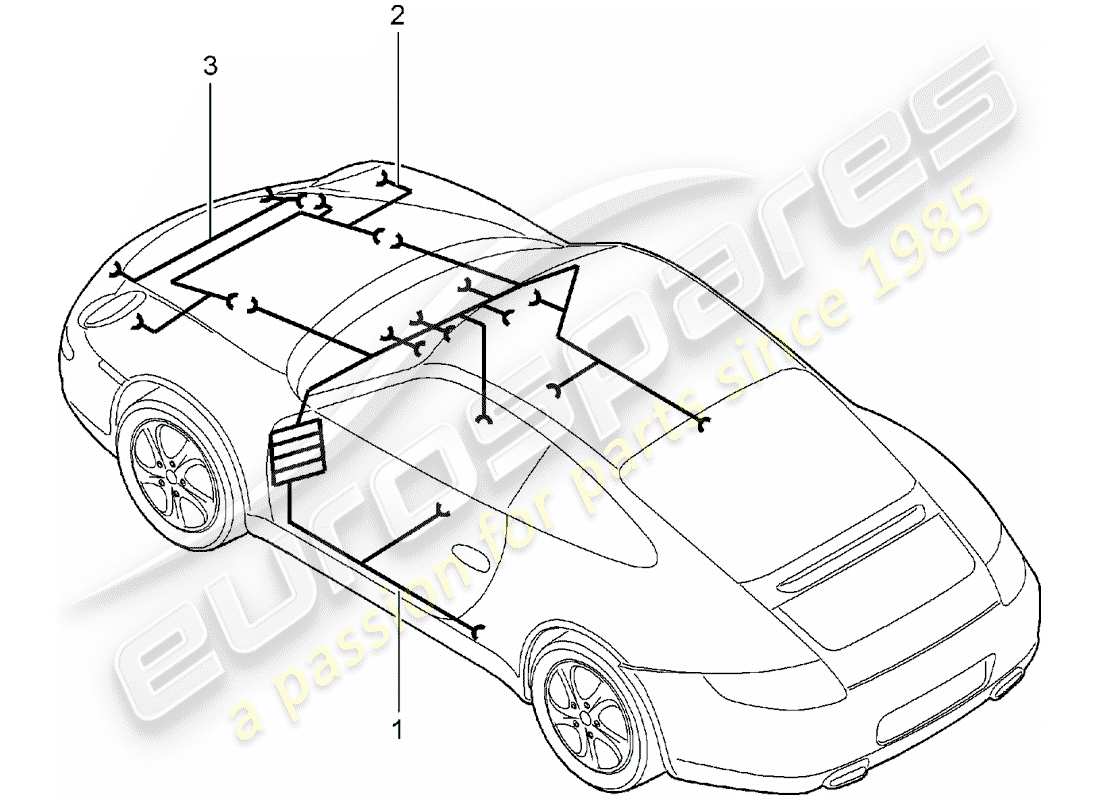 Porsche 997 (2008) wiring harnesses Parts Diagram