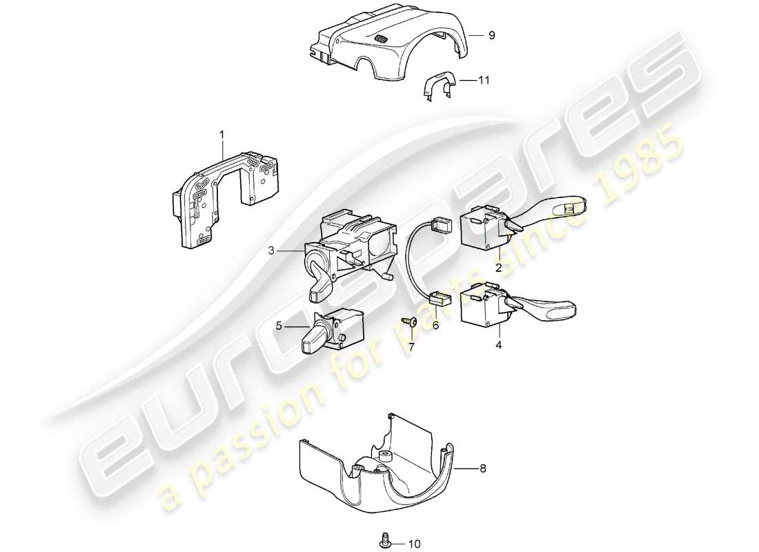 Porsche 997 (2008) STEERING COLUMN SWITCH Parts Diagram
