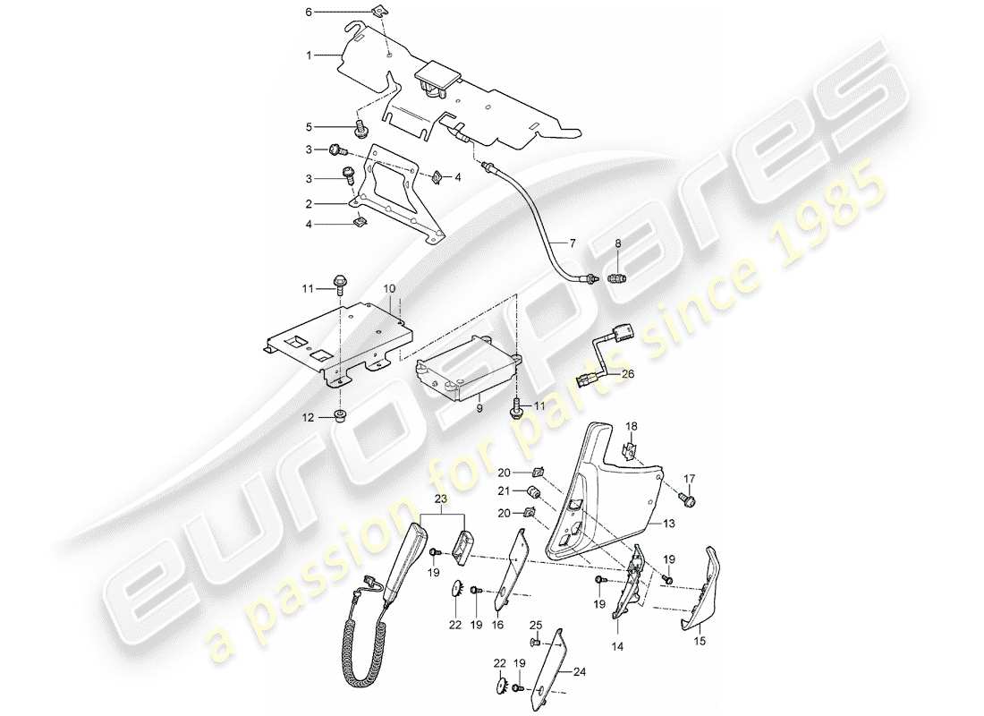 Porsche 997 (2008) PRE-INSTALL.MOBILE PHONE/HANDY Parts Diagram