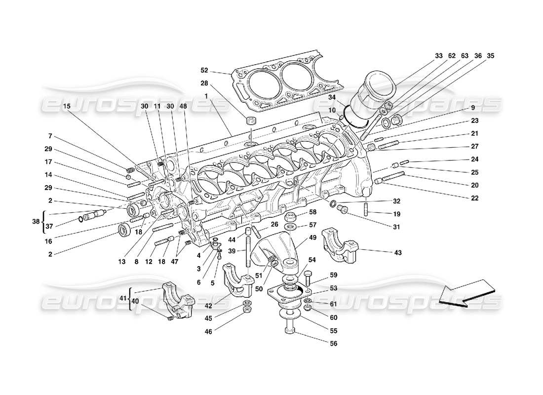 Ferrari 456 GT/GTA crankcase Part Diagram