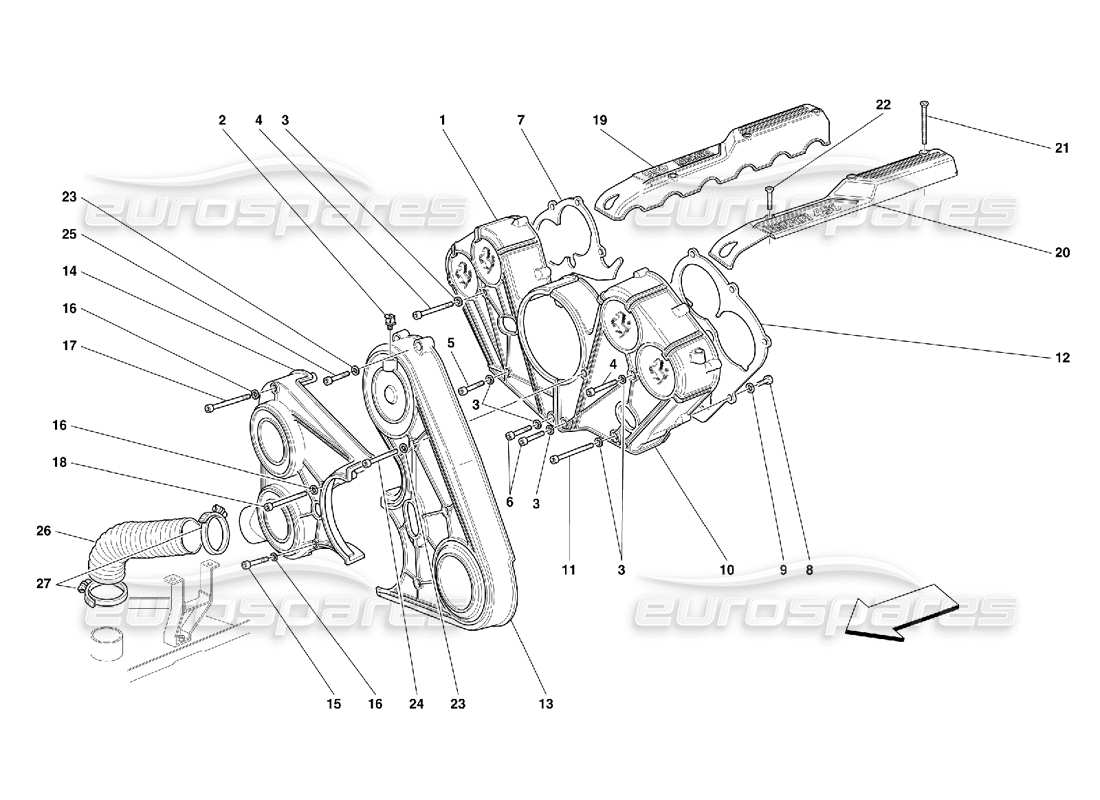 Ferrari 456 GT/GTA engine covers Part Diagram
