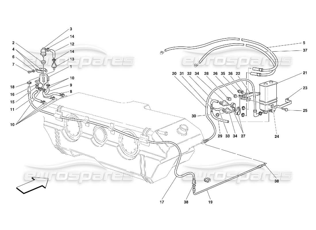 Ferrari 456 GT/GTA Antievap. Device -Not for USA, CDN and AUS From Car Ass. Nr. 26913 Part Diagram