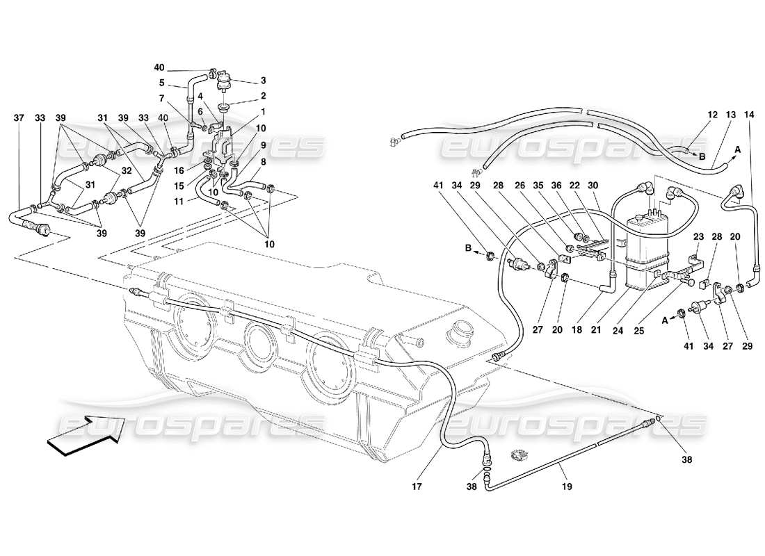 Ferrari 456 GT/GTA Antievap. Device -Valid for USA, CDN and AUS From Car Ass. Nr. 26913 Part Diagram