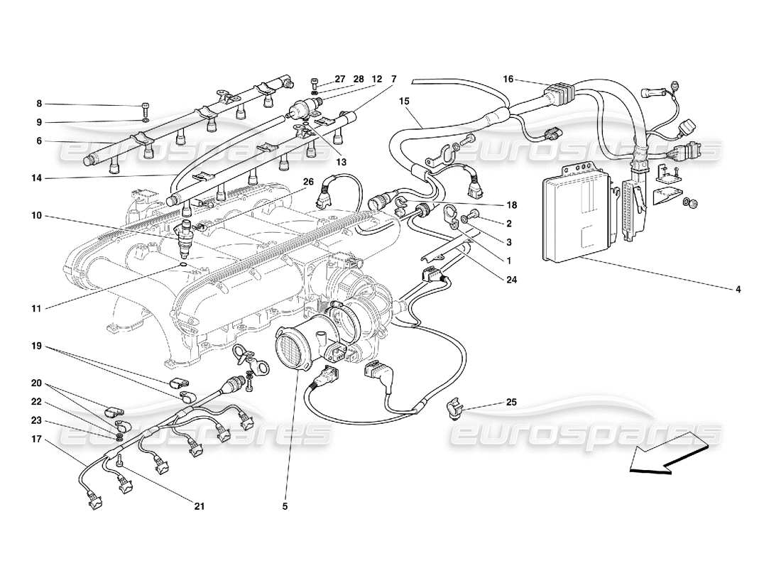 Ferrari 456 GT/GTA Injection Device Part Diagram