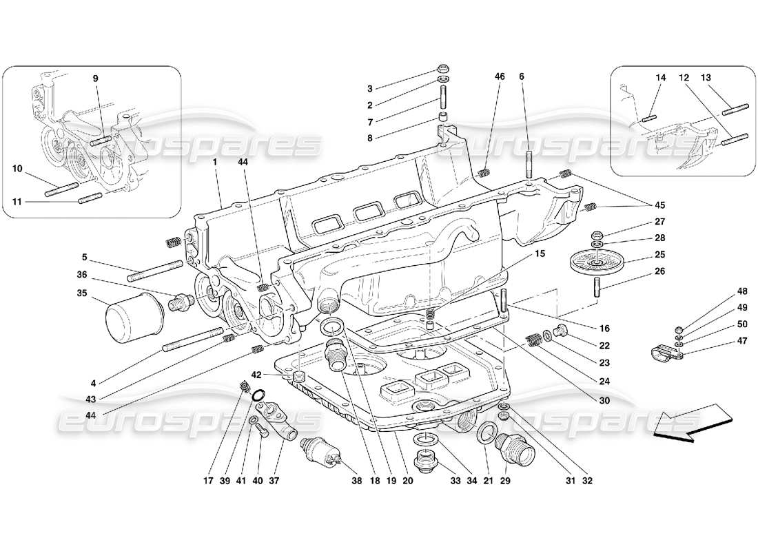 Ferrari 456 GT/GTA Lubrication - Oil Sump and Filters Part Diagram