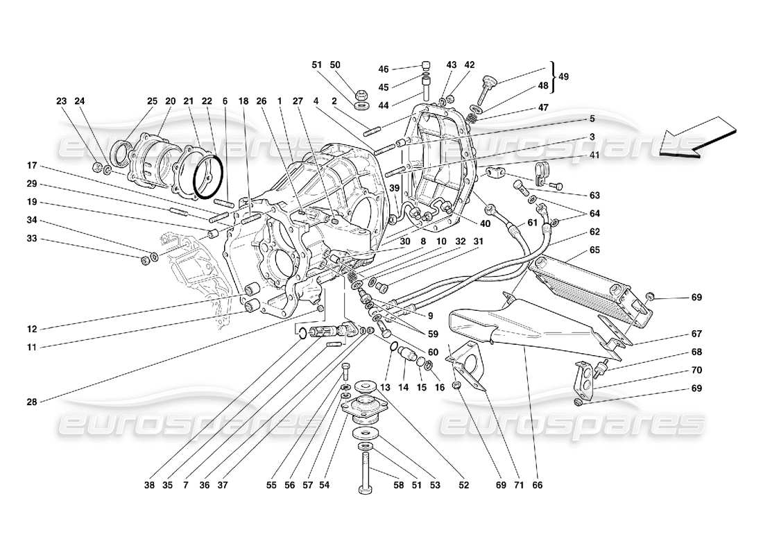 Ferrari 456 GT/GTA Different. Carrier and Gearbox Cooling Radiator -Not for 456 GTA Part Diagram