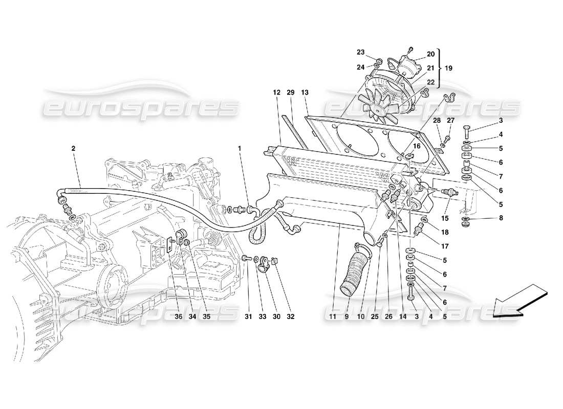 Ferrari 456 GT/GTA Gearbox Cooling Radiator -Valid for 456 GTA Part Diagram
