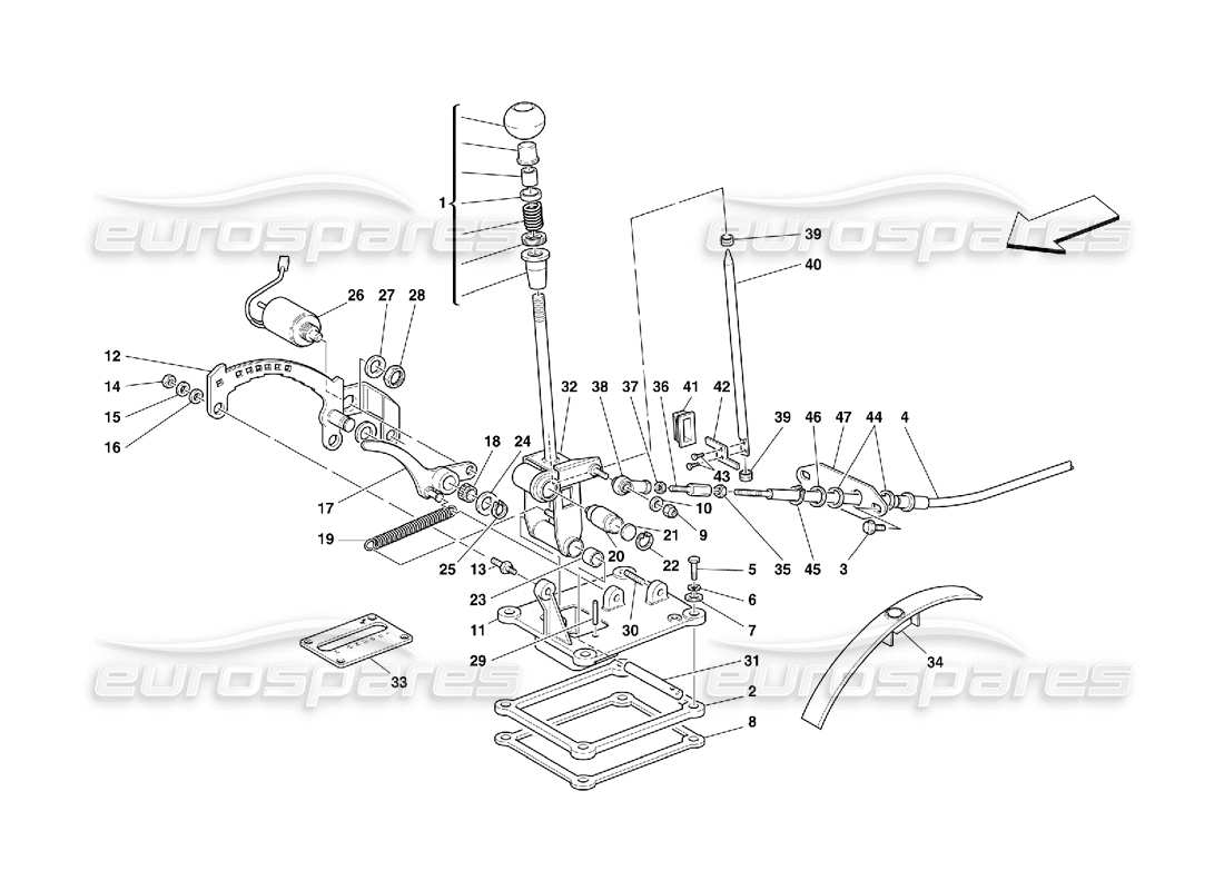 Ferrari 456 GT/GTA Outside Gearbox Controls -Valid for 456 GTA Part Diagram