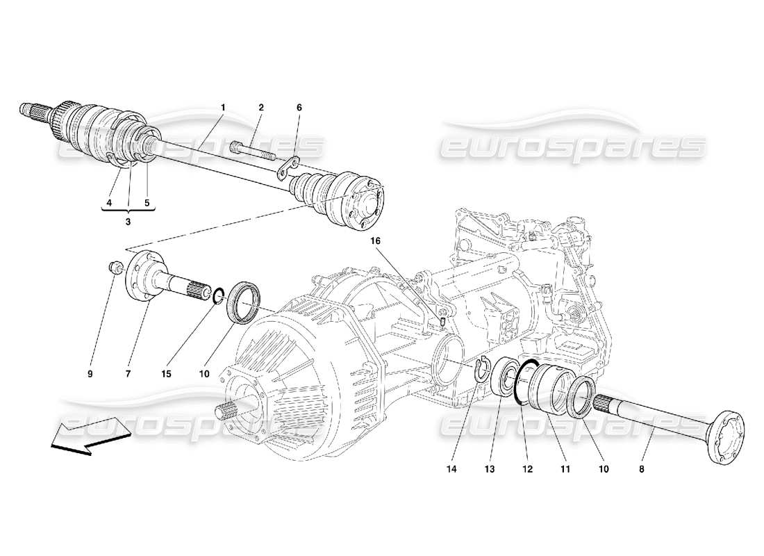 Ferrari 456 GT/GTA Flanges and Axle Shaft -Valid for 456 GTA Part Diagram