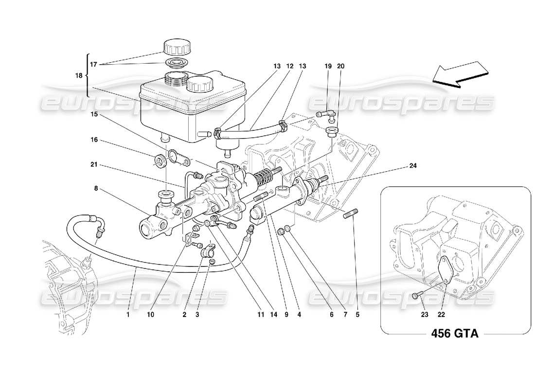 Ferrari 456 GT/GTA Brake and Clutch Hydraulic System -Not for GD Part Diagram