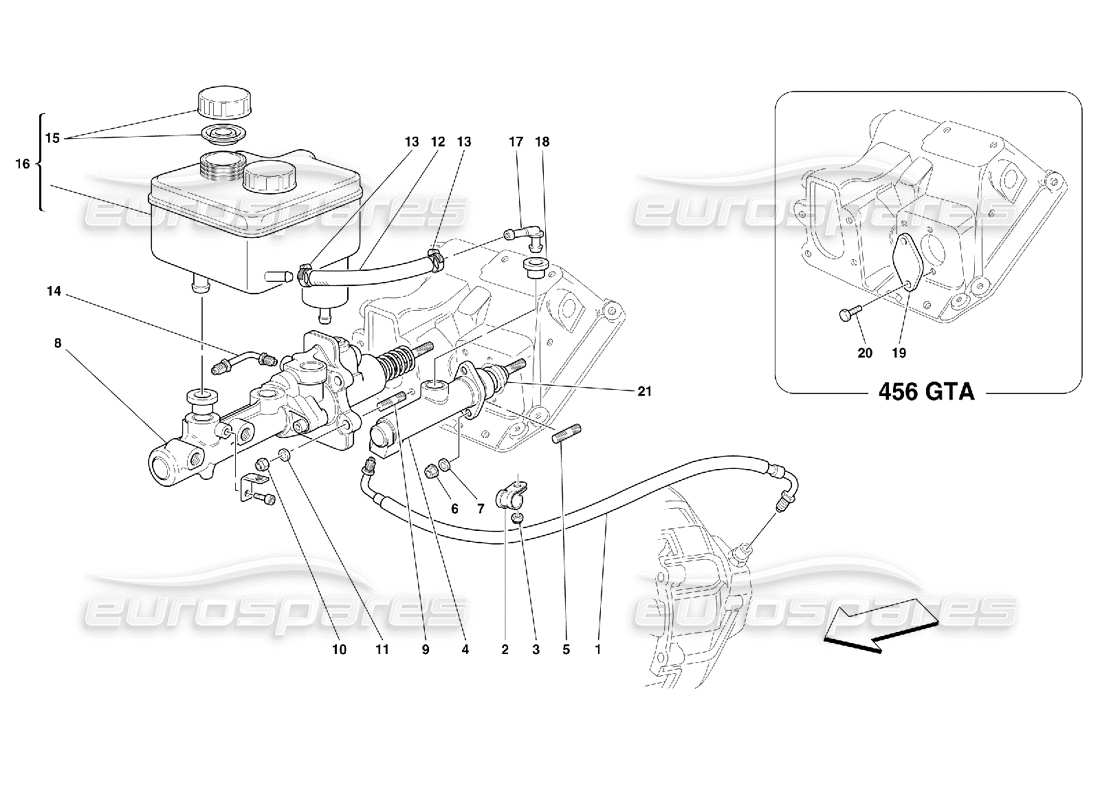 Ferrari 456 GT/GTA Brake and Clutch Hydraulic System -Valid for GD Part Diagram
