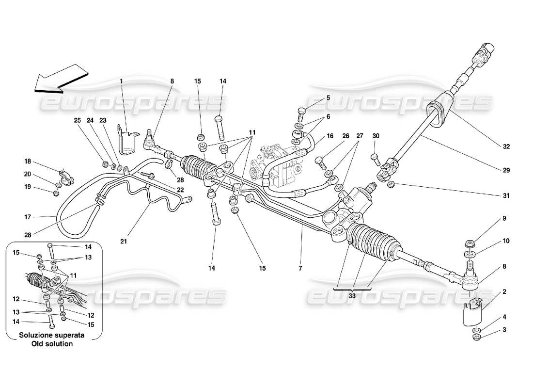 Ferrari 456 GT/GTA Hydraulic Steering Box and Serpentine -Not for GD Part Diagram
