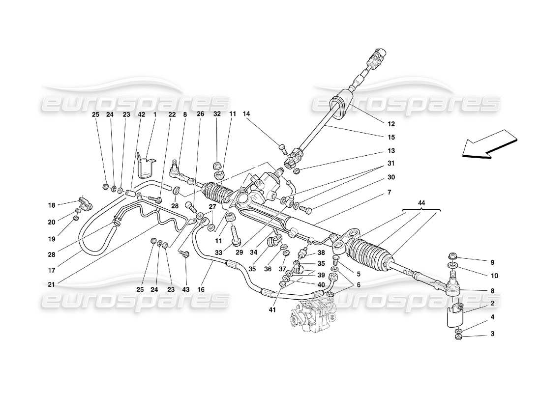 Ferrari 456 GT/GTA Hydraulic Steering Box and Serpentine -Valid for GD Part Diagram