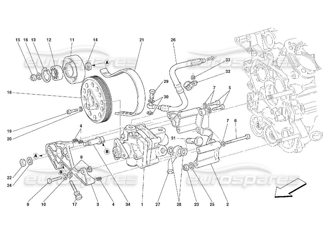 Ferrari 456 GT/GTA Hydraulic Steering Pumps Part Diagram