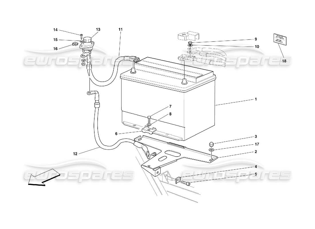 Ferrari 456 GT/GTA Battery Part Diagram