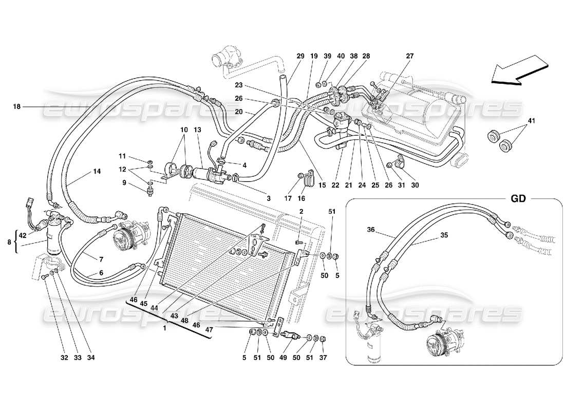 Ferrari 456 GT/GTA Air Conditioning System -Valid From Ass. Nr. 20879 Part Diagram