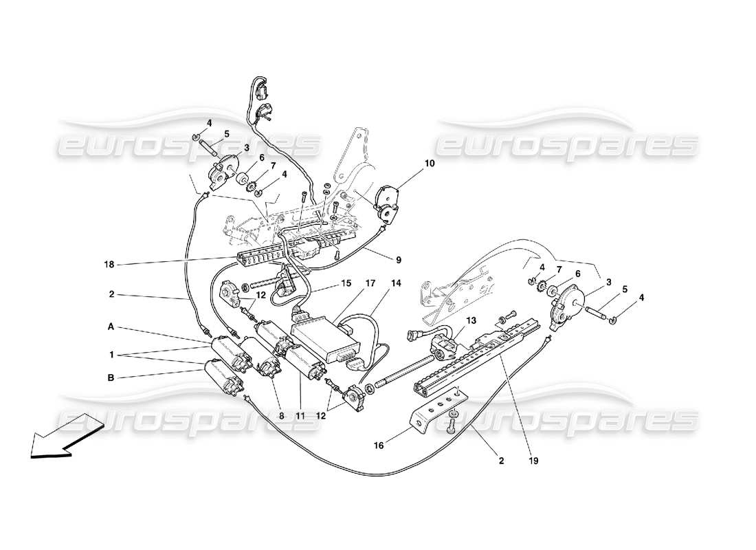 Ferrari 456 GT/GTA Front Seat Movement System Part Diagram