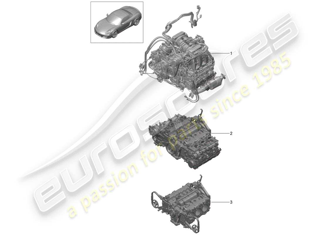 Porsche Boxster 981 (2012) REPLACEMENT ENGINE Parts Diagram