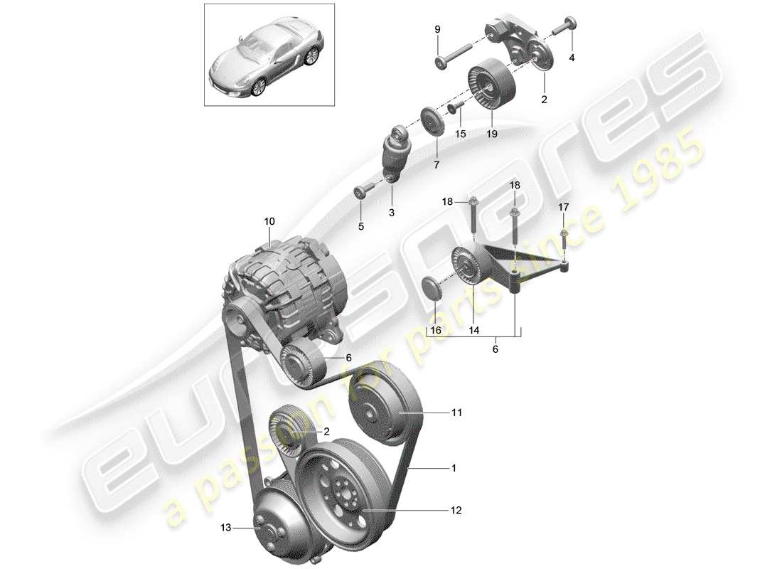 Porsche Boxster 981 (2012) belt tensioner Part Diagram