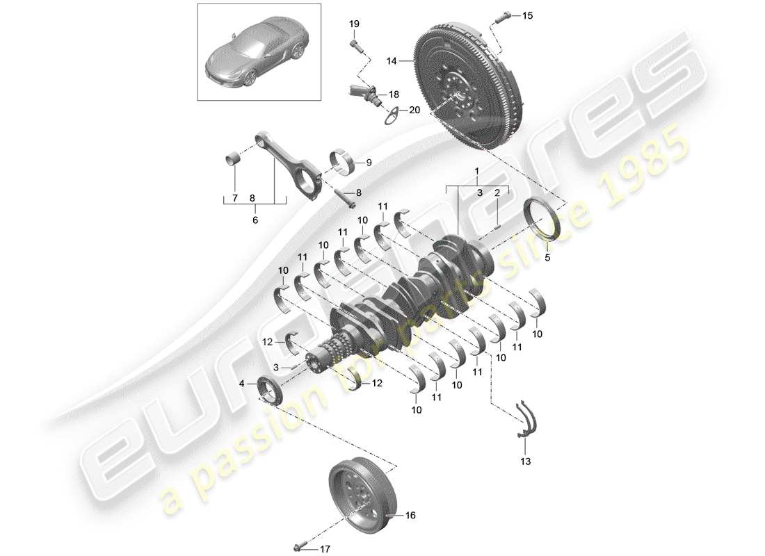 Porsche Boxster 981 (2012) crankshaft Part Diagram