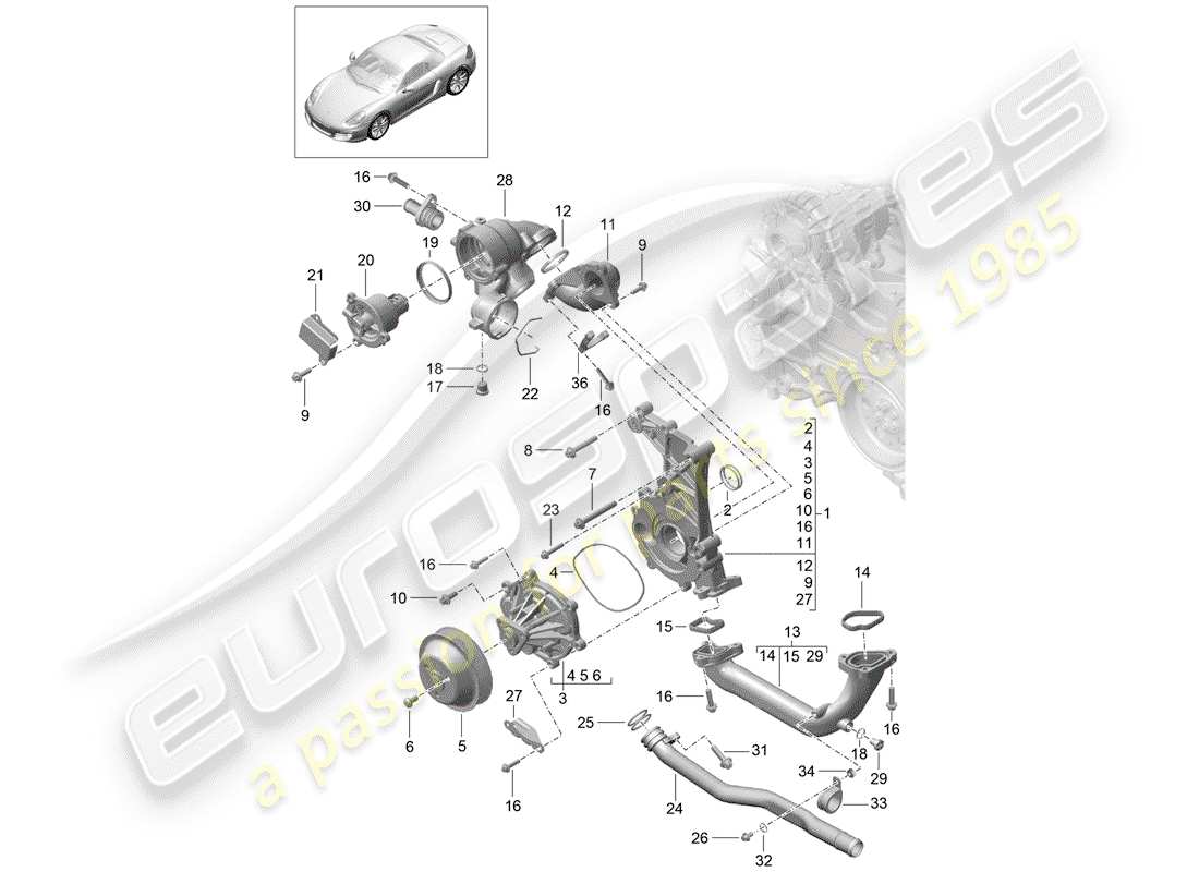 Porsche Boxster 981 (2012) WATER PUMP Part Diagram