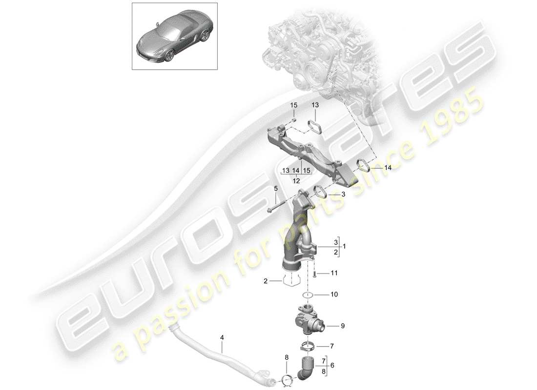 Porsche Boxster 981 (2012) sub-frame Part Diagram