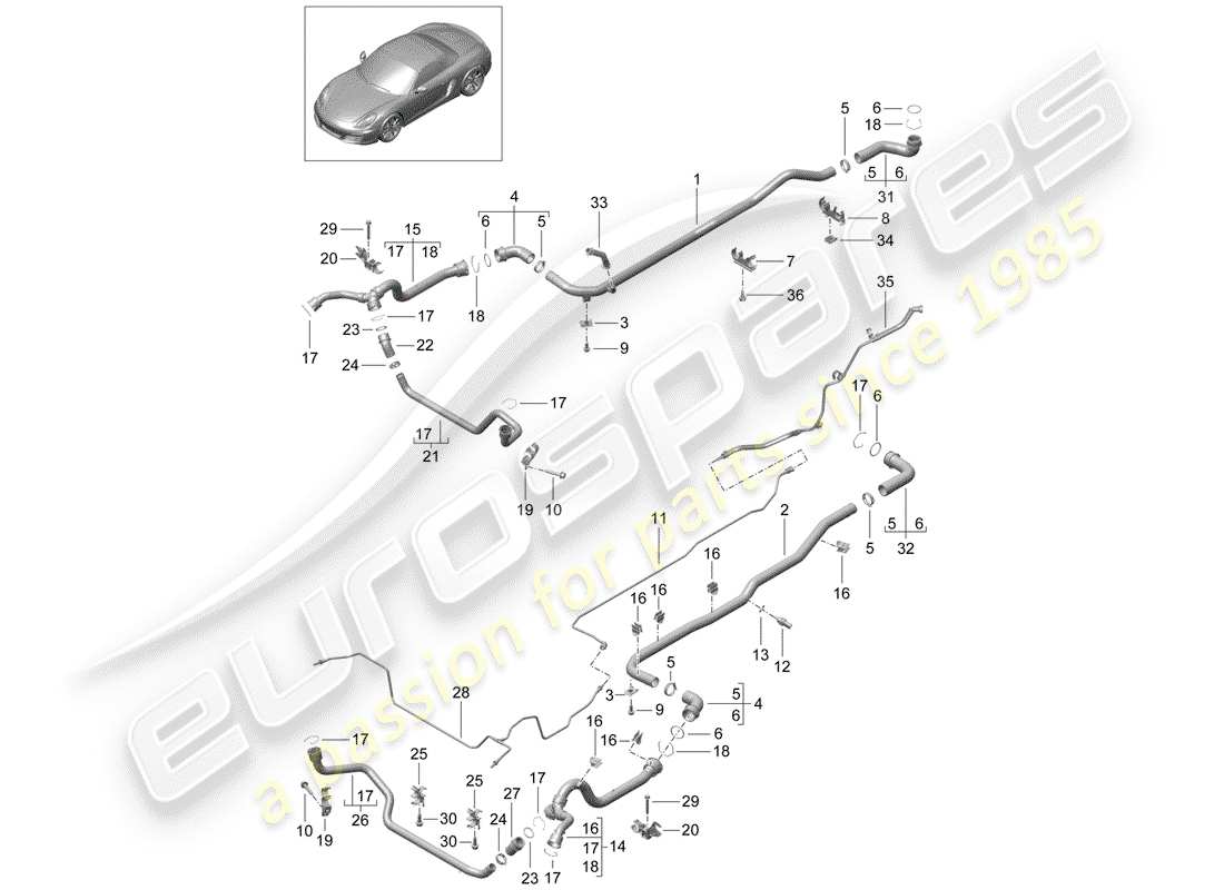Porsche Boxster 981 (2012) water cooling 1 Part Diagram
