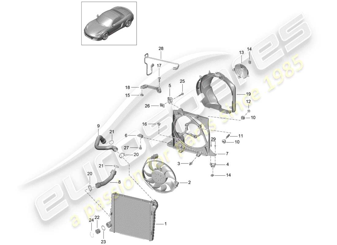 Porsche Boxster 981 (2012) water cooling 2 Part Diagram