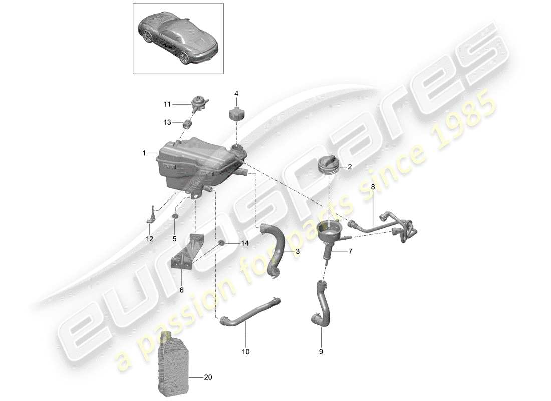 Porsche Boxster 981 (2012) water cooling 3 Part Diagram