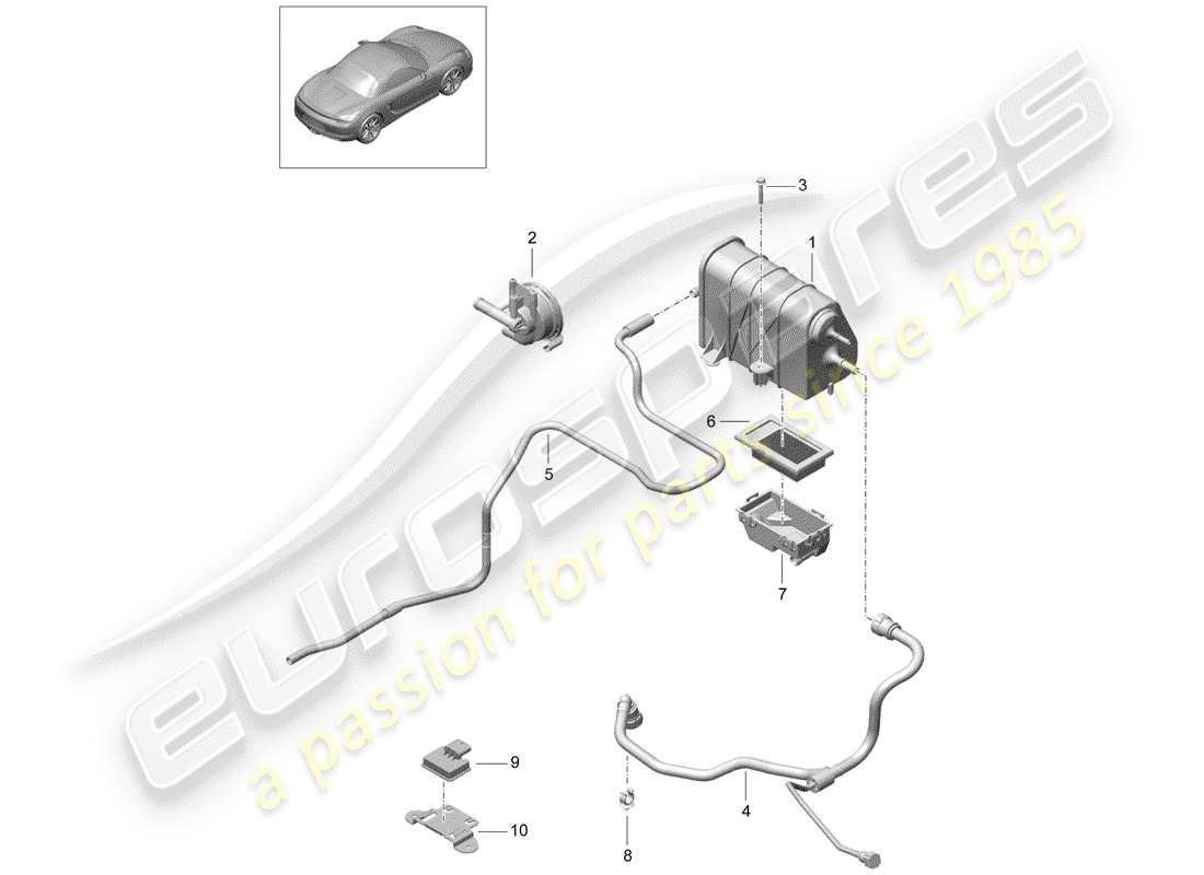 Porsche Boxster 981 (2012) EVAPORATIVE EMISSION CANISTER Part Diagram
