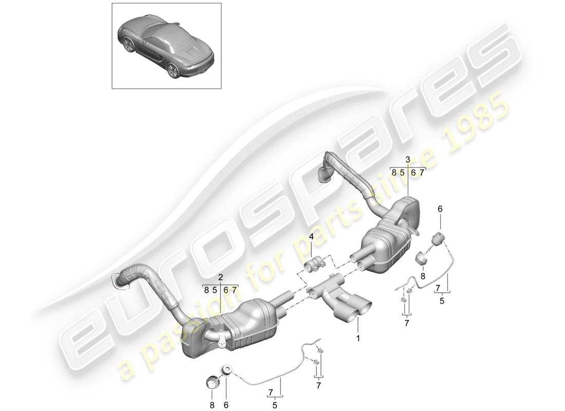 Porsche Boxster 981 (2012) Exhaust System Part Diagram