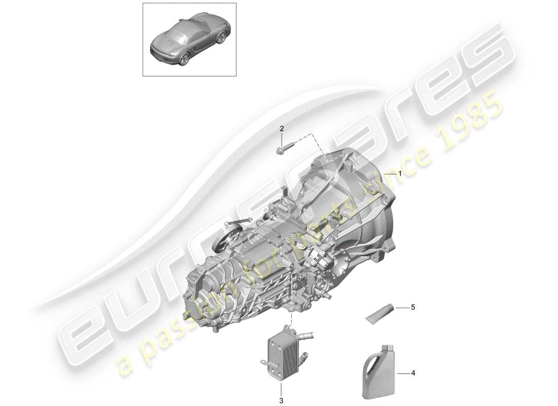 Porsche Boxster 981 (2012) MANUAL GEARBOX Parts Diagram