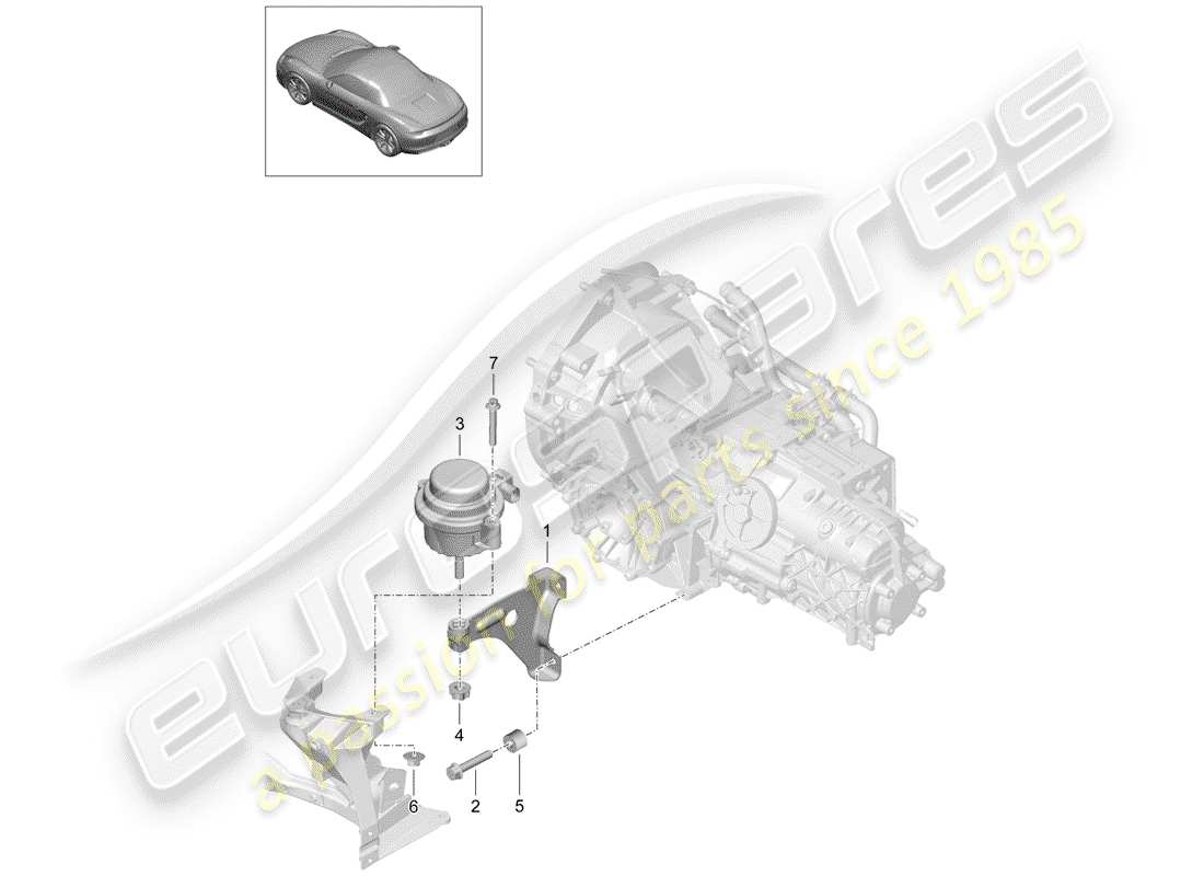 Porsche Boxster 981 (2012) TRANSMISSION SUSPENSION Part Diagram
