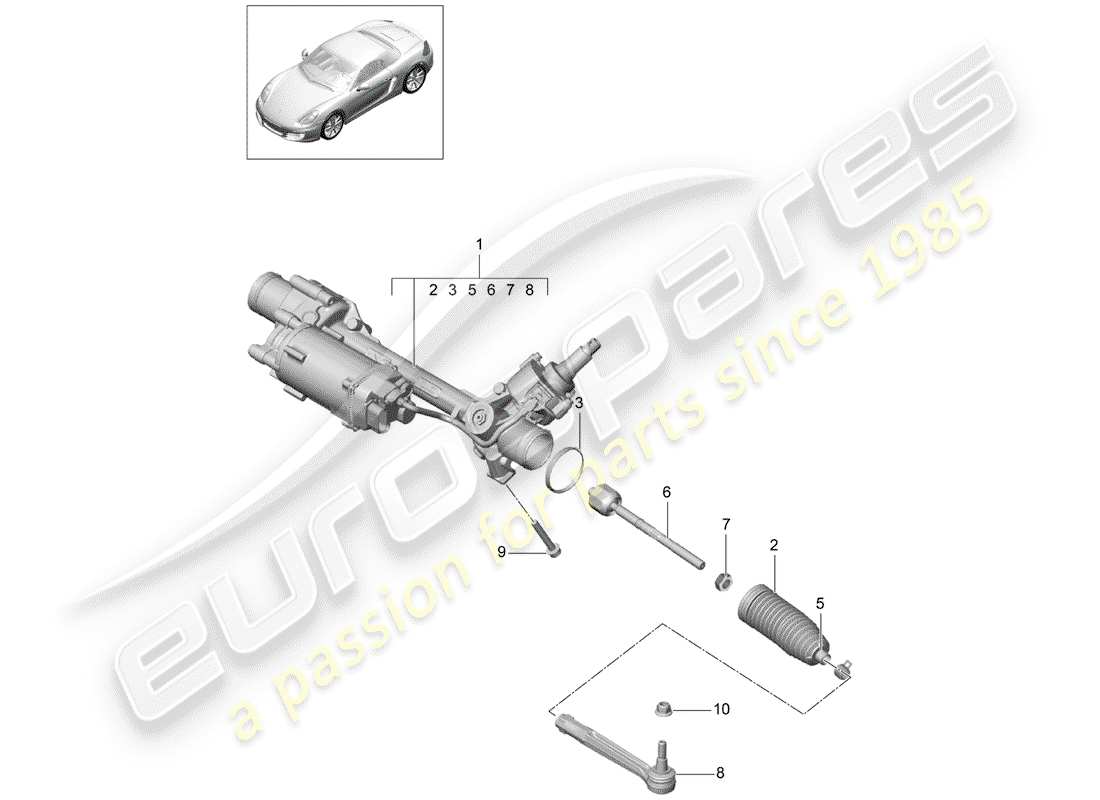 Porsche Boxster 981 (2012) STEERING GEAR Part Diagram