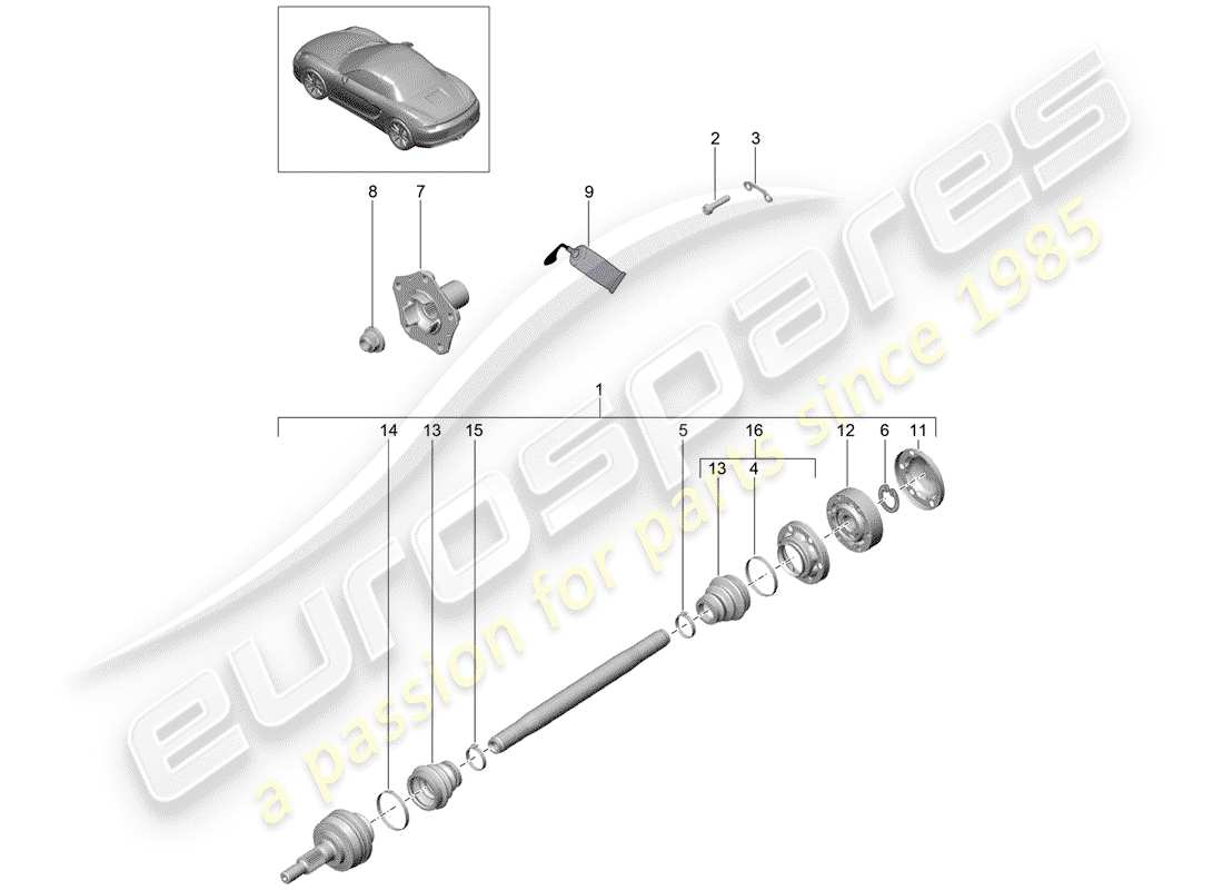 Porsche Boxster 981 (2012) DRIVE SHAFT Part Diagram