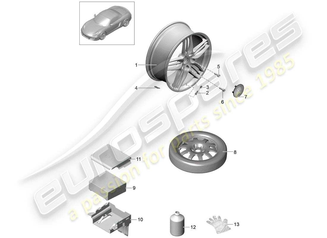 Porsche Boxster 981 (2012) Wheels Parts Diagram
