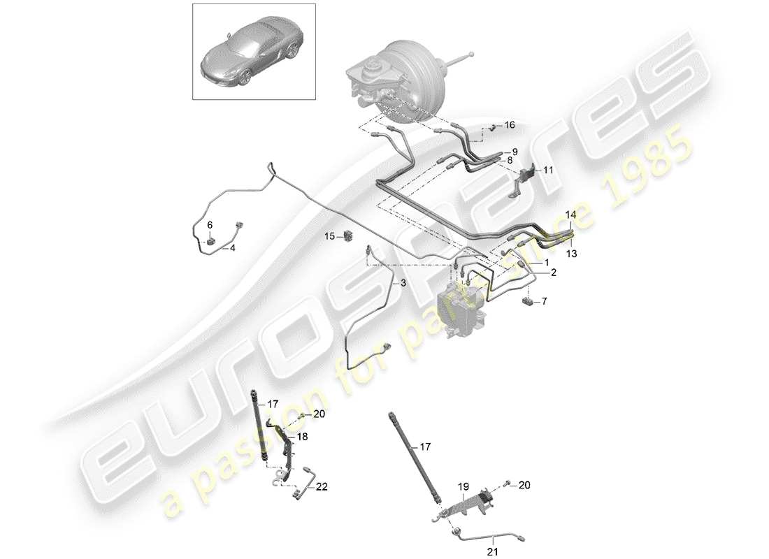 Porsche Boxster 981 (2012) brake lines Part Diagram
