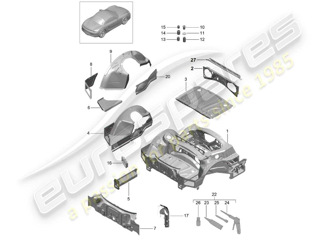 Porsche Boxster 981 (2012) REAR END Part Diagram