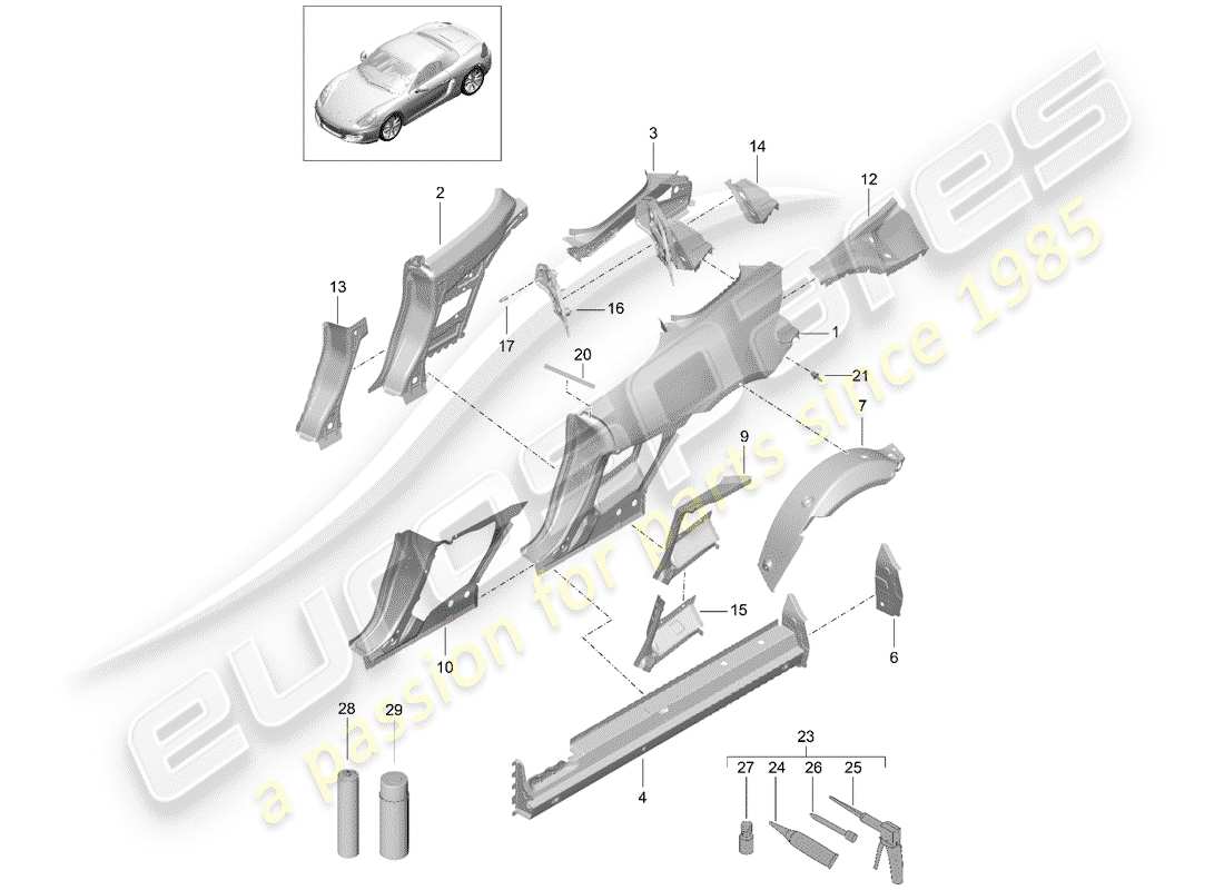 Porsche Boxster 981 (2012) SIDE PANEL Part Diagram