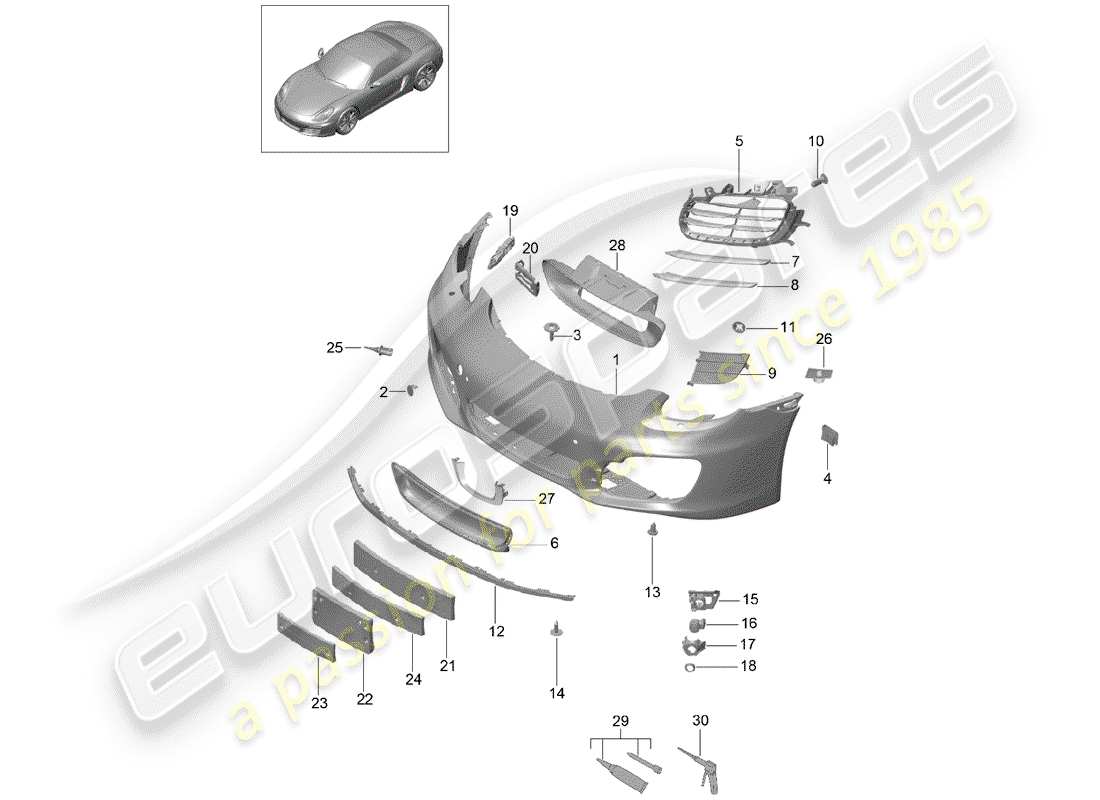Porsche Boxster 981 (2012) BUMPER Part Diagram