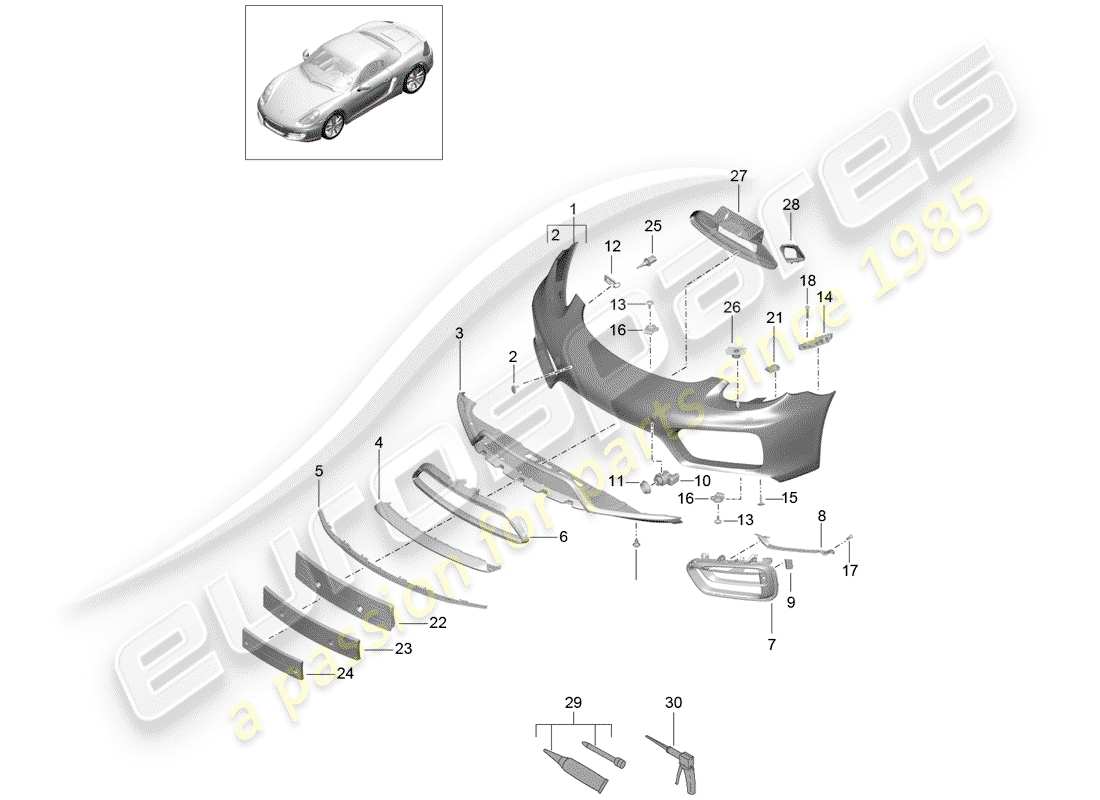 Porsche Boxster 981 (2012) BUMPER Part Diagram