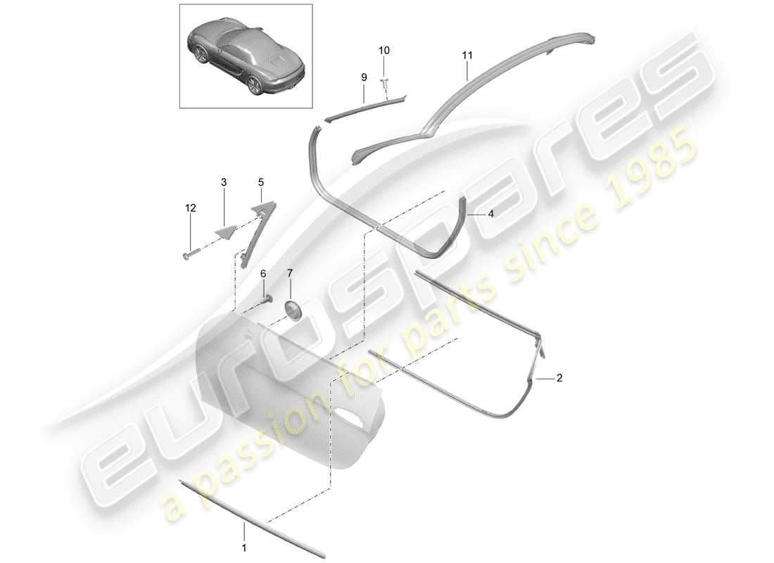 Porsche Boxster 981 (2012) DOOR SEAL Part Diagram