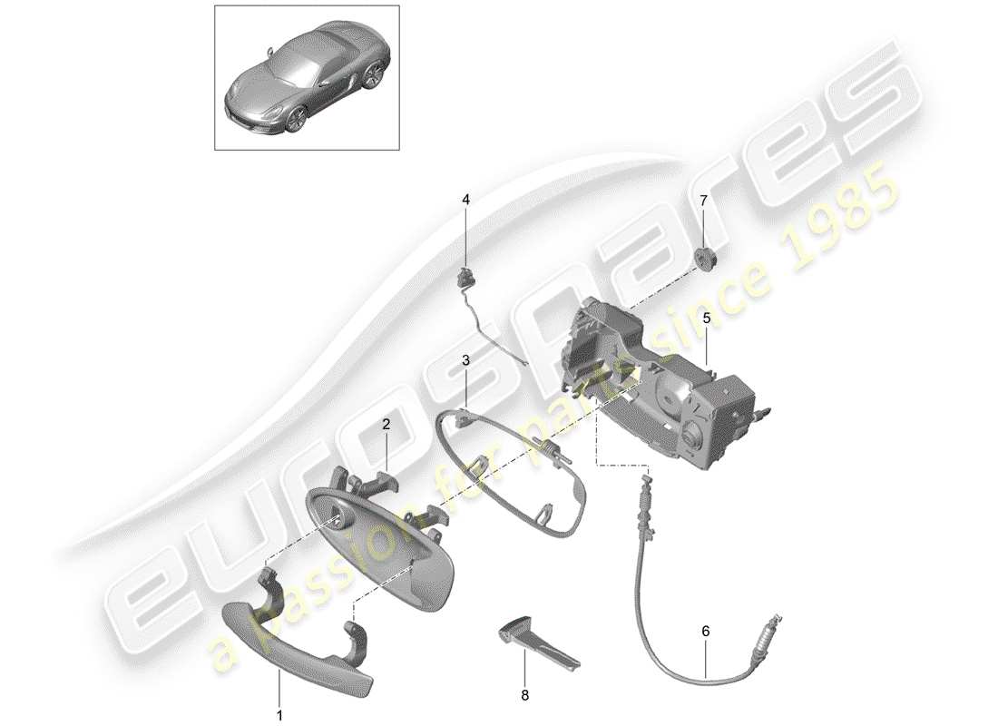 Porsche Boxster 981 (2012) door handle Part Diagram