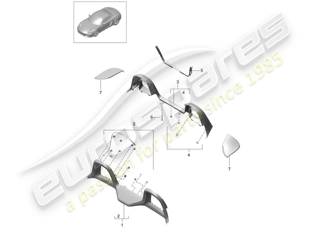 Porsche Boxster 981 (2012) trims Parts Diagram