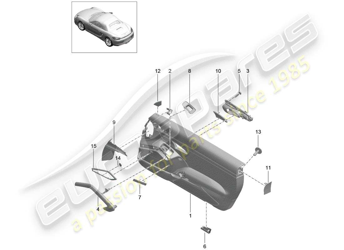 Porsche Boxster 981 (2012) DOOR PANEL Part Diagram