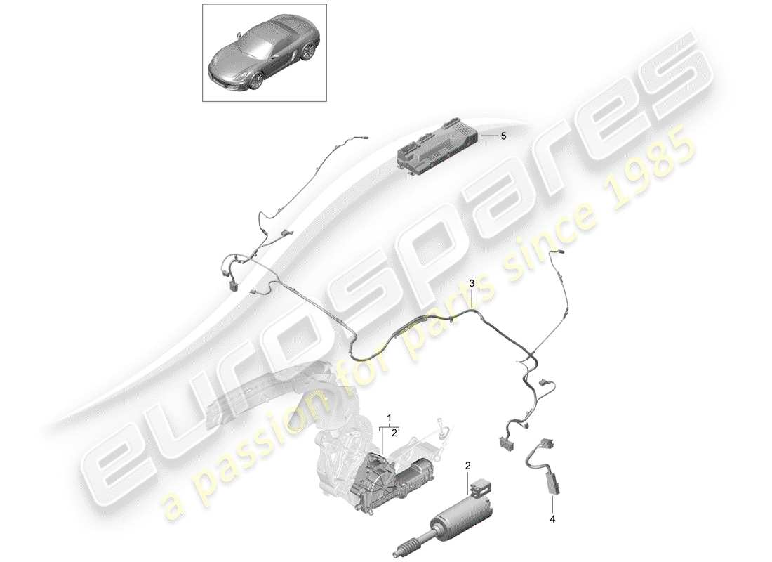 Porsche Boxster 981 (2012) Convertible top Part Diagram
