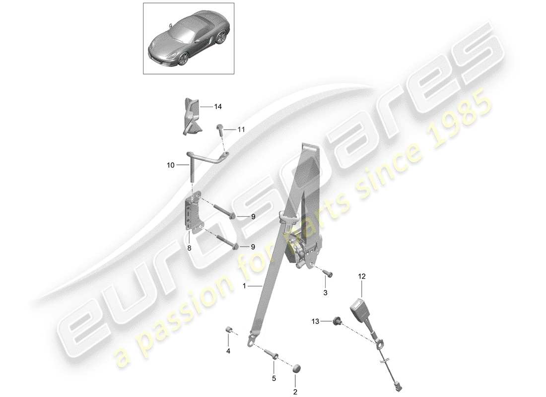 Porsche Boxster 981 (2012) SEAT BELT Part Diagram