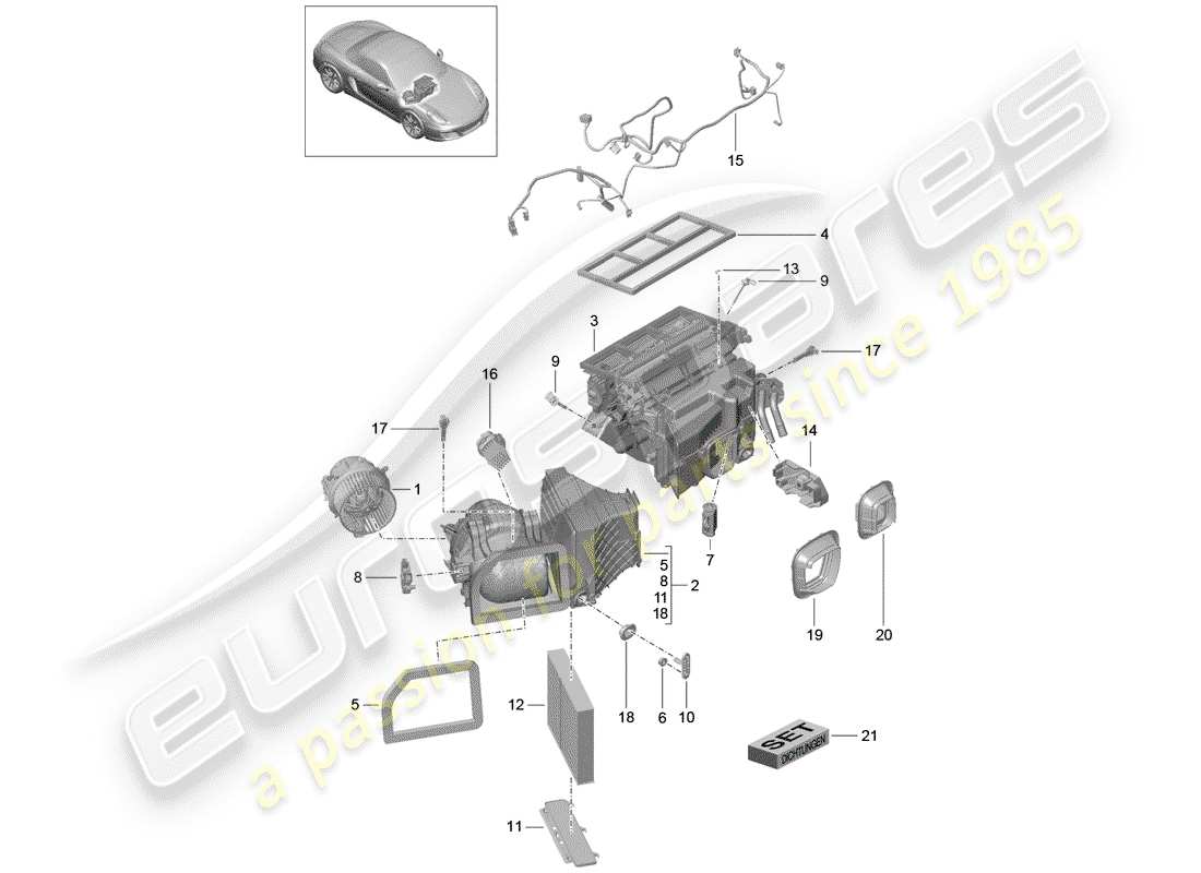 Porsche Boxster 981 (2012) AIR CONDITIONER Part Diagram