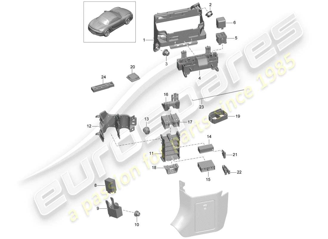Porsche Boxster 981 (2012) fuse box/relay plate Part Diagram